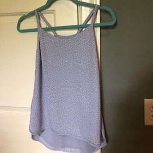 Loft Blue Top with White Bird Pattern